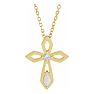 0.05 Carat Diamond and Opal Cross Necklace In 14 Karat Yellow Gold, 16-18 Inches Image-1