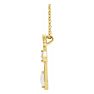 0.05 Carat Diamond and Opal Cross Necklace In 14 Karat Yellow Gold, 16-18 Inches Image-2
