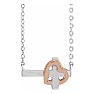 Sideways Cross and Heart Necklace In 14 Karat White and Rose Gold, 18 Inches Image-1