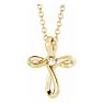 0.015 Carat Diamond Filigree Cross Necklace In 14 Karat Yellow Gold, 16-18 Inches Image-1