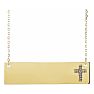 0.03 Carat Diamond Bar Cross Necklace In 14 Karat Yellow Gold, 16-18 Inches Image-1
