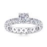 Moissanite Engagement Ring; 3 Carat Round Shape Moissanite Eternity Engagement Ring In 14 Karat White Gold Image-1