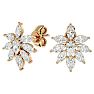 Diamond Drop Earrings: 2 Carat Fancy Diamond Cluster Stud Earrings In 14 Karat Yellow Gold Image-1