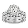 3 Carat Halo Diamond Bridal Set In 14 Karat White Gold. Huge Bridal Set At A Very Low Price Image-1