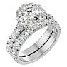 3 Carat Halo Diamond Bridal Set In 14 Karat White Gold. Huge Bridal Set At A Very Low Price Image-2