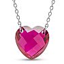 7 Carat Heart Shape Created Ruby Necklace In Sterling Silver, 18 Inches.  Brand New Style! Image-1