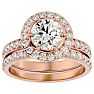 2 1/2 Carat Halo Diamond Bridal Set In 14 Karat Rose Gold With 1 1/2 Carat Center Diamond Image-1