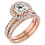 2 1/2 Carat Halo Diamond Bridal Set In 14 Karat Rose Gold With 1 1/2 Carat Center Diamond Image-2