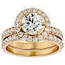 2 1/2 Carat Halo Diamond Bridal Set In 14 Karat Yellow Gold With 1 1/2 Carat Center Diamond Image-1