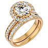 3 Carat Halo Diamond Bridal Set In 14 Karat Yellow Gold With 2 Carat Center Diamond Image-2