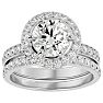3 Carat Halo Diamond Bridal Set In 14 Karat White Gold With 2 Carat Center Diamond Image-1