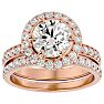 3 Carat Halo Diamond Bridal Set In 14 Karat Rose Gold With 2 Carat Center Diamond Image-1