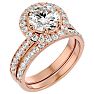 3 Carat Halo Diamond Bridal Set In 14 Karat Rose Gold With 2 Carat Center Diamond Image-2