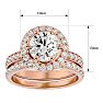 3 Carat Halo Diamond Bridal Set In 14 Karat Rose Gold With 2 Carat Center Diamond Image-5