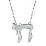 14 Karat White Gold 3/4 Carat Diamond Chai Necklace, 18 Inches Image-2