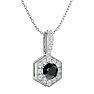 1/2 Carat Black Diamond and Halo Diamond Necklace In 14 Karat White Gold, 18 Inches Image-2