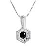 1/2 Carat Black Diamond and Halo Diamond Necklace In 14 Karat White Gold, 18 Inches Image-4