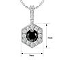 1/2 Carat Black Diamond and Halo Diamond Necklace In 14 Karat White Gold, 18 Inches Image-5