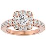 2 1/2 Carat Halo Diamond Engagement Ring In 14 Karat Rose Gold Image-1