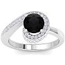 Modern Asymmetrical Round Brilliant 2 Carat Black Diamond Engagement Ring In 14K White Gold Image-1