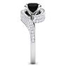 Modern Asymmetrical Round Brilliant 2 Carat Black Diamond Engagement Ring In 14K White Gold Image-4