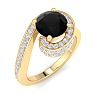 Modern Asymmetrical Round Brilliant 2 Carat Black Diamond Engagement Ring In 14K Yellow Gold Image-2