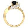 Modern Asymmetrical Round Brilliant 2 Carat Black Diamond Engagement Ring In 14K Yellow Gold Image-3