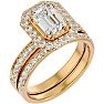 2 1/2 Carat Emerald Cut Diamond Bridal Set In 14 Karat Yellow Gold Image-2