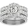 4 1/4 Carat Round Shape Diamond Bridal Set With Two Bands In 14 Karat White Gold Image-1