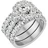 4 1/4 Carat Round Shape Diamond Bridal Set With Two Bands In 14 Karat White Gold Image-2