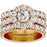 4 1/4 Carat Round Shape Diamond Bridal Set With Two Bands In 14 Karat Yellow Gold Image-1