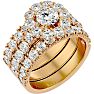 4 1/4 Carat Round Shape Diamond Bridal Set With Two Bands In 14 Karat Yellow Gold Image-2