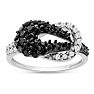 0.61 Carat Black and White Diamond Cocktail Ring In Sterling Silver Image-1