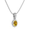 1 Carat Oval Shape Citrine and Diamond Necklace In 14 Karat White Gold, 18 Inches Image-2