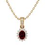 Garnet Necklace: Garnet Jewelry: 1 1/3 Carat Oval Shape Garnet and Diamond Necklace In 14 Karat Yellow Gold, 18 Inches Image-1