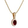 Garnet Necklace: Garnet Jewelry: 1 1/3 Carat Oval Shape Garnet and Diamond Necklace In 14 Karat Yellow Gold, 18 Inches Image-2
