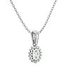 1 Carat Oval Shape Green Amethyst and Diamond Necklace In 14 Karat White Gold, 18 Inches Image-4