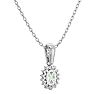 1 Carat Oval Shape Green Amethyst and Diamond Necklace In 14 Karat White Gold, 18 Inches Image-4