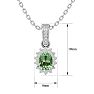 1 Carat Oval Shape Green Amethyst and Diamond Necklace In 14 Karat White Gold, 18 Inches Image-5