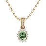 1 Carat Oval Shape Green Amethyst and Diamond Necklace In 14 Karat Yellow Gold, 18 Inches Image-1