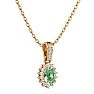 1 Carat Oval Shape Green Amethyst and Diamond Necklace In 14 Karat Yellow Gold, 18 Inches Image-2