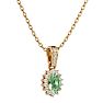 1 Carat Oval Shape Green Amethyst and Diamond Necklace In 14 Karat Yellow Gold, 18 Inches Image-2
