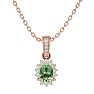 1 Carat Oval Shape Green Amethyst and Diamond Necklace In 14 Karat Rose Gold, 18 Inches Image-1