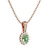 1 Carat Oval Shape Green Amethyst and Diamond Necklace In 14 Karat Rose Gold, 18 Inches Image-2