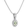 1 1/3 Carat Oval Shape Peridot and Diamond Necklace In 14 Karat White Gold, 18 Inches Image-4