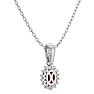 1 1/3 Carat Oval Shape Ruby and Diamond Necklace In 14 Karat White Gold, 18 Inches Image-4