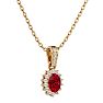 1 1/3 Carat Oval Shape Ruby and Diamond Necklace In 14 Karat Yellow Gold, 18 Inches Image-2