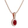 1 1/3 Carat Oval Shape Ruby and Diamond Necklace In 14 Karat Rose Gold, 18 Inches Image-2