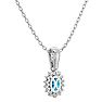 1 1/3 Carat Oval Shape Blue Topaz and Diamond Necklace In 14 Karat White Gold, 18 Inches Image-4