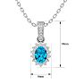 1 1/3 Carat Oval Shape Blue Topaz and Diamond Necklace In 14 Karat White Gold, 18 Inches Image-5